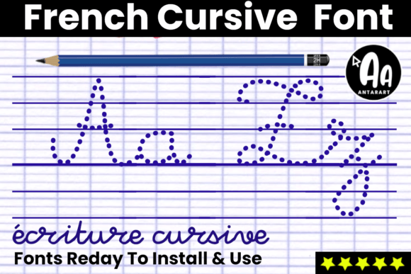French Cursive Dotted Lined for Web Design
